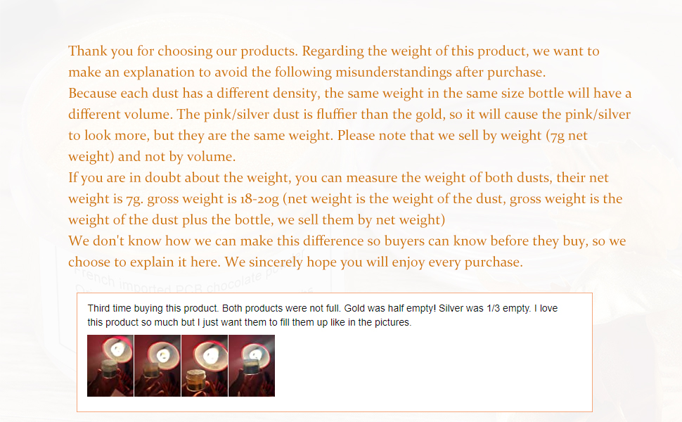 Some explanations about product weight