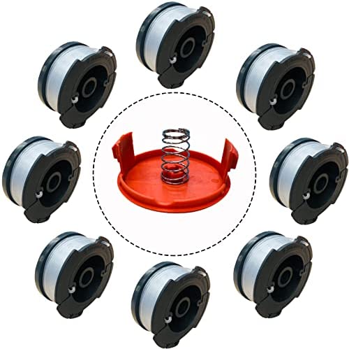 COSDIG String Trimmer Replacement Spool Lines for Black+Decker Weed Eater ,0.065'' Weed Wacker String with Spool Cap Cover Parts (8 Spools+Cap)