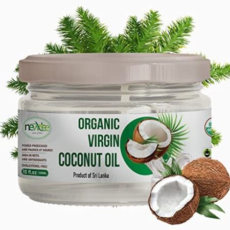 Newtree Organic Ceylon Virgin Coconut Oil - Unrefined, Cold-Pressed Organic Coconut Oil, Certified Non-GMO All-in-One Solution for Cooking, Baking, Skin Care, and Overall Wellness (10 Fl Oz)