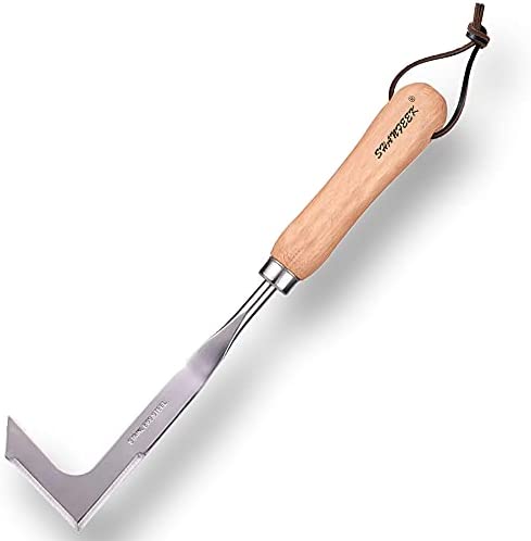 SHANFEEK Crack Weeder Weed Remover Tool for Garden Yard Weed Puller Hoe Gardening Tools Stainless Steel One-Piece Molding(L-Type)
