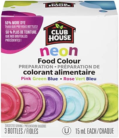 Club House Neon Food Colour, Pink Green Blue, 3 Vials x 15mL
