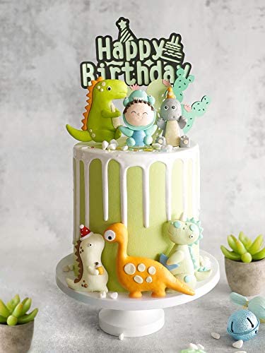 Dinosaur Themed Cake Toppers - Set of 9 - Baby Dinosaur, Dinosaurs, Cactus and Happy Birthday Cake Topper