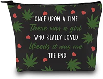 Weed Leaf Cosmetic Bag Marijuana Accessories There was a Girl Who Really Love Weeds Zipper Pouch Gift for Weed Lovers (Really Love Weeds CA)