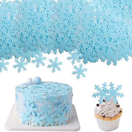 ZHUOWEISM 50 PCS Edible Snowflakes Cupcake Toppers Winter Snowflake Cupcake Picks for Frozen Snowflake Theme Baby Shower Birthday Christmas Party Cake Decorations Supplies Blue