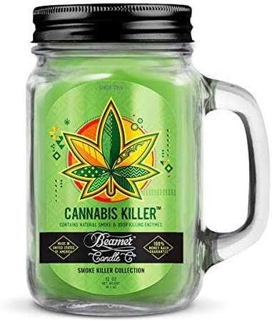 12oz Cannabis Killer (Removes Weed Smell) Scented Beamer Candle Co. Ultra Premium Jar Candle. 90 Hr Burn Time. USA Made