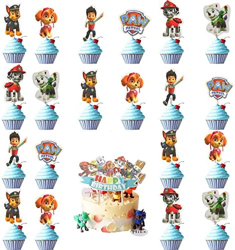25 Pcs Cute Dog Cake Toppers, Cartoon Cake Decoration for Kids Birthday Baby Shower Dog Theme Party Supplies, Cupcake Toppers Decorations Birthday Party Topper for Children