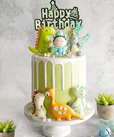 Dinosaur Themed Cake Toppers - Set of 9 - Baby Dinosaur, Dinosaurs, Cactus and Happy Birthday Cake Topper