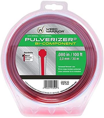 Weed Warrior Pulverizer Bi-Component Universal Trimmer Line, 0.080" Diameter x 100',red/Silver